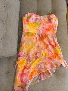 Amanda Uprichard Pink Green Multicolor Floral Sundress
